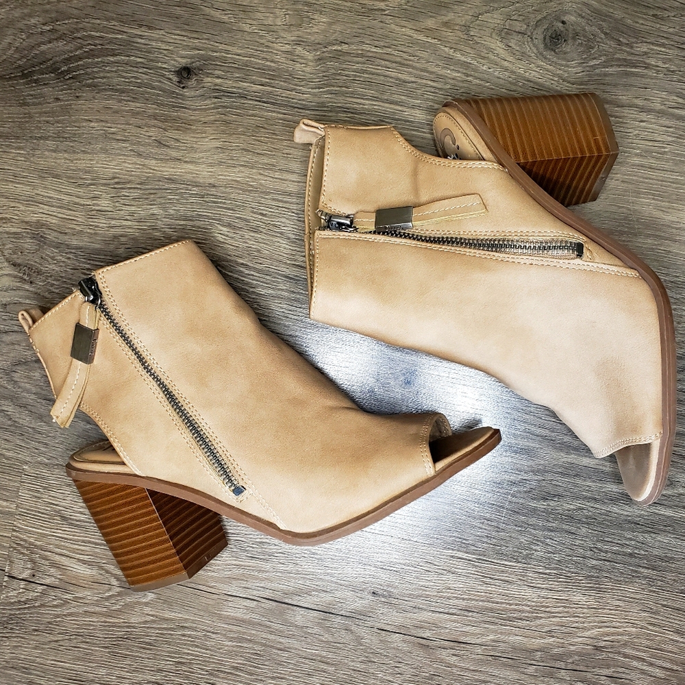 Sam Edelman Circus Peep Toe Tan Leather Heel